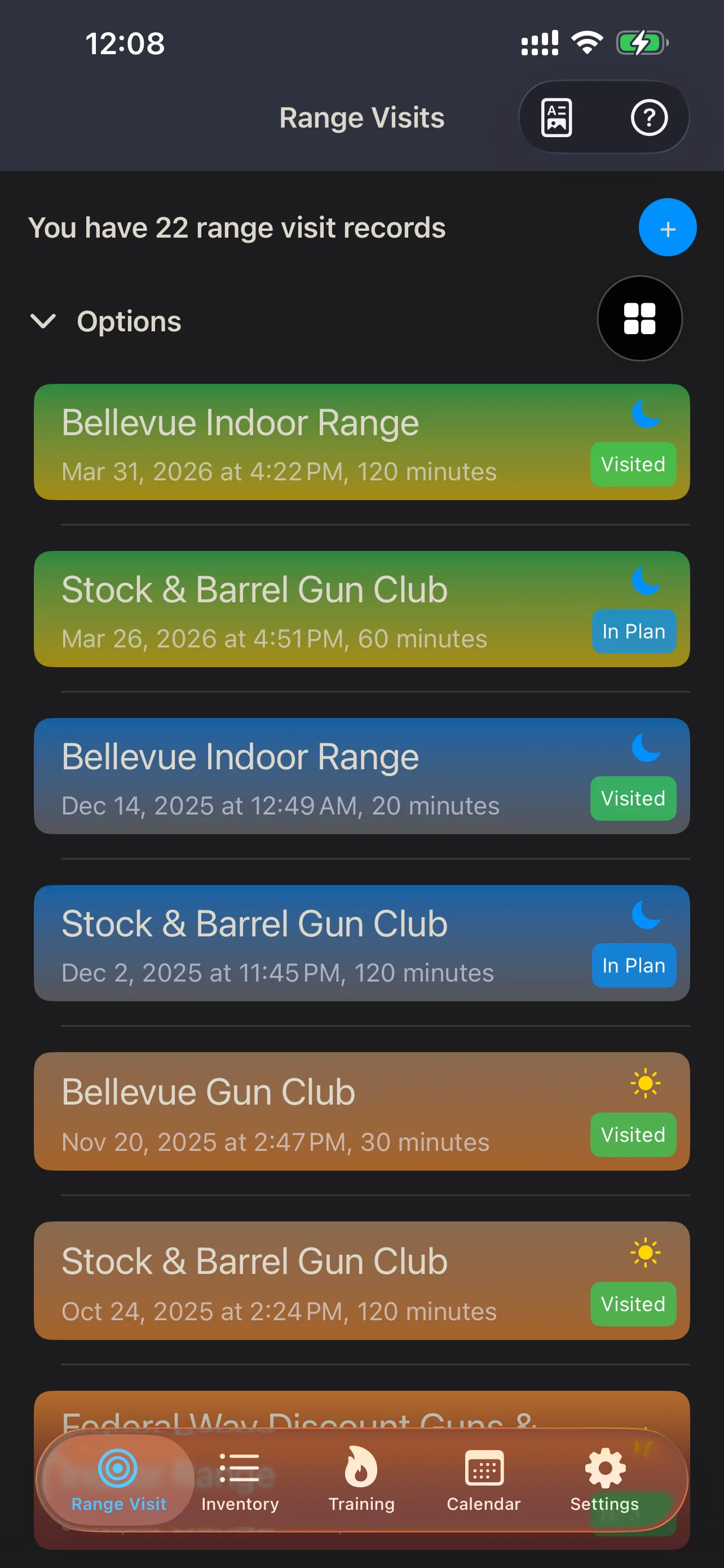 Range Pocket range visit records